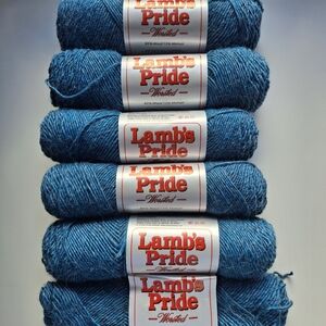 Wool And Mohair Yarn Bundle 5 Skeins Lamb's Pride Persian Peacock Blue Color USA